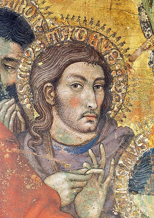 Self-Portrait as St. Thaddeus, 1401, detail from Assumption of the Virgin (Taddeo Bartolo) (ca. 1363-1422) Duomo of Montepulciano, Siena