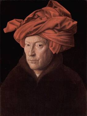 Man in a Turban, possible Self-Portrait, ca. 1433 (Jan Van Eyck) (1387-1441)   Location TBD