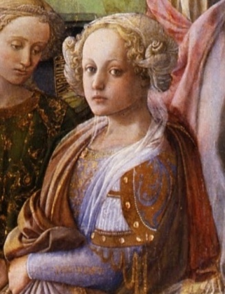 A Young Woman, ca. 1441-1447, detail from The Coronation of Mary (Fra Filippo Lippi) (ca. 1406-1469)  Galleria degli Uffizi, Firenze