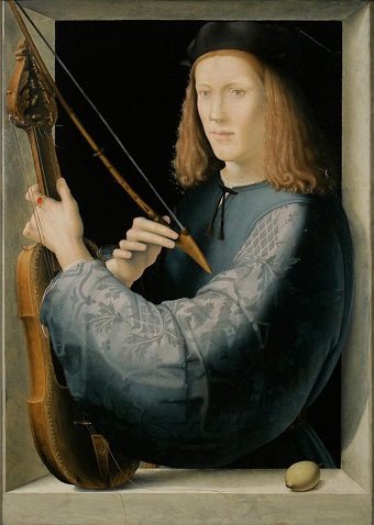 Young Man with Lira di Braccio, ca. 1515 (circle attributed to Lorenzo di Credi) (ca. 1459-1537) Location TBD