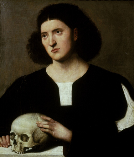 Young Man with Skull, ca. "1510-1515" (Bernardino Licinio) (ca.1489-1565) Ashmolean Museum, Oxford  A721