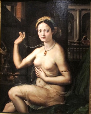 A Woman at Mirror ca 1520 by Giulio Romano  