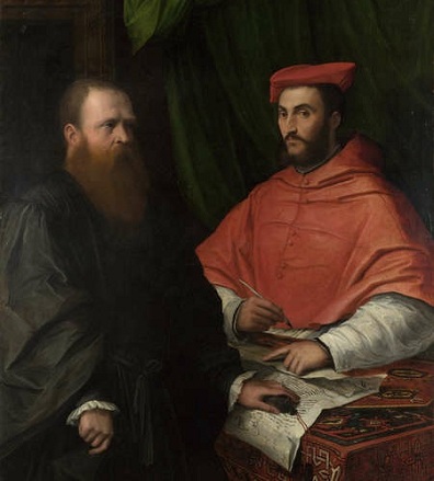 Cardinal Ippolito de Medici and Monsignor Mario Bracci, ca. 1533 (attributed to Girolamo da Carpi) (1501-1556)  The  National Gallery, London  