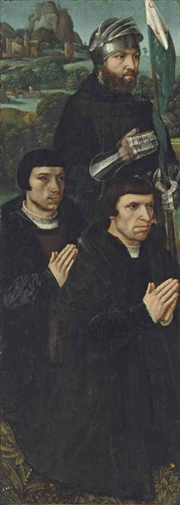 Donors with Saint WIlliam of Maleval ca 1530 left wing triptych  Christies December 3 2014