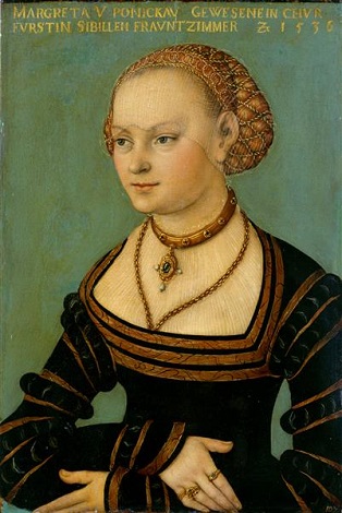 Margarethe von Ponickau, 1536 (Lucas Cranach the Elder) (1572-1553)    Staatliche Kustsammlungen Dresden,  Gemäldegalerie  Alte Meister, 1922A