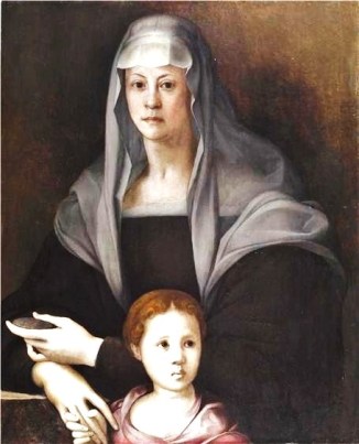 Maria Salviati de Medici with Guilia de Medici, ca. 1537 (Pontormo) (1494-1557) Location TBD