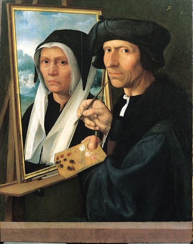 Self-Portrait with wife Anna ca 1533 by Jacob-Cornelisz van-Oostsanen