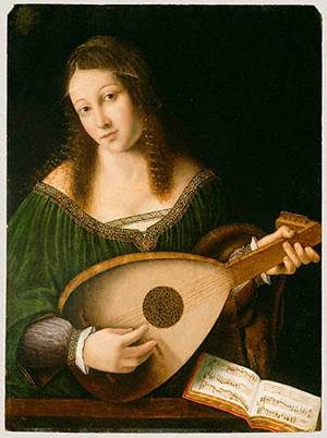A Lady with Lute, ca. 1530  (Bartolomeo Veneto) (1470-1531) JPGM 78.PB.221      
