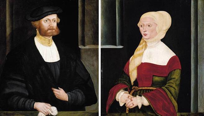 Gentleman and a Lady, ca. 1538   (Hans Schöpfer the Elder)   Private Collection      
