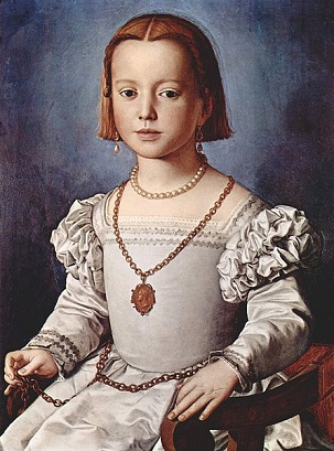 A Girl, said to be Bianca de Medici, ca. 1542 (posthumous) (Agnolo Bronzino) (1503-1572)  Galleria degli Uffizi, Firenze, INV.  770   