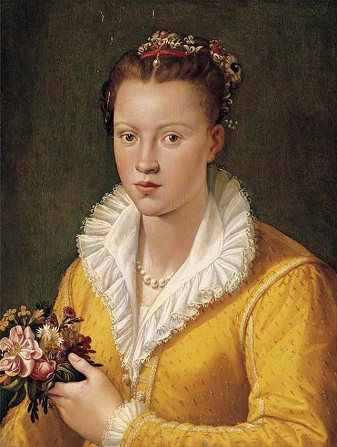 A Girl with Flowers, ca. 1565-1575 (attributed to Santi di Tito) (1536-1603)  Sothebys Fine Art Auction, January 27, 2006, Sale 08162,  Lot 264A 