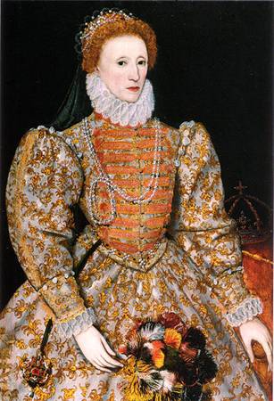 Queen  Elizabeth at 42 years old, ca. 1575    (The Darnley Portrait) (Unknown Artist)   National Portrait Gallery, Londo