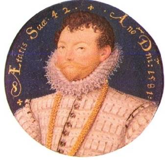 Francis Drake, 1581  (Nicolas Hilliard) (1547-1619)    Location TBD 