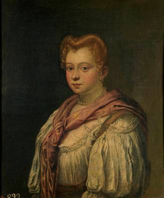 A Venetian Woman, ca. 1590 (Jacopo Robusto Tintoretto) (1518-1594)   Museo Nacional del Prado, Madrid    P00385  