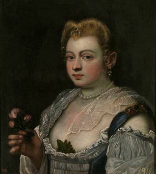 A Venetian Woman, ca. 1590  (Jacopo Robusto Tintoretto) (1518-1594)   Museo Nacional del Prado, Madrid  P00383  