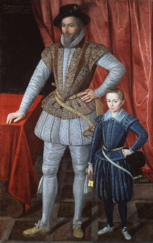 Sir Walter Ralegh with son, Walter 1602 (Unknown Artist) National Portrait Gallery, London,  NPG 3914  