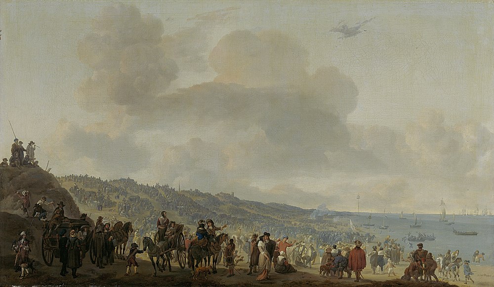 Het vertrek van Karel II van Engeland, uit Scheveningen, 1660, June 2nd,  Rijksmuseum SK-C-1224.