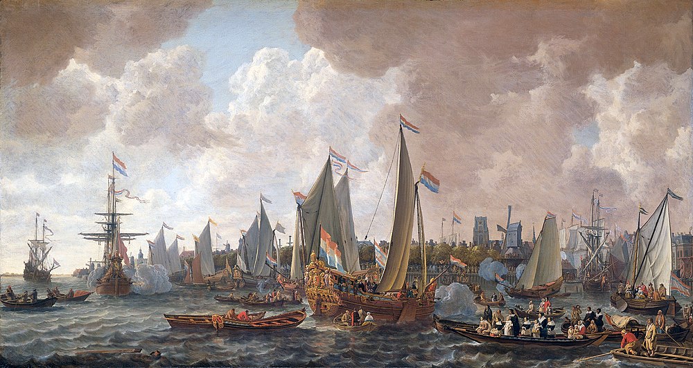 The arrival of King Charles II of England in Rotterdam, 1660 May 24th, Lieve Pietersz Verschuier 1665 