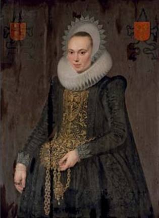 Justina van Teylingen, ca. 1615  (Cornelis van der Voort)  (1576-1624) Christies Sale  7/5/07