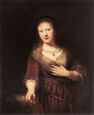 Saskia, ca. 1641  (Rembrandtvan Rijn) (1609-1669)   Staatliche Kunstsammulungen, Dresden:   Gemäldegalerie Alte Meister   