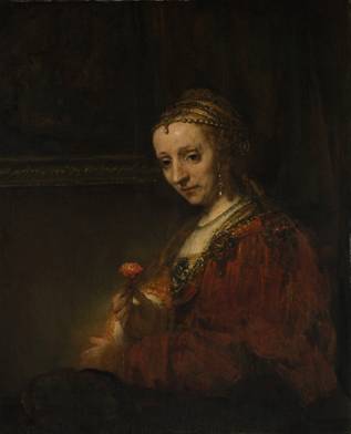A Woman with a Pink,  ca. 1660-1664  (Rembrandt) (1606-1669)   The Metropolitan Museum of Art, New York, NY           14.40.622 