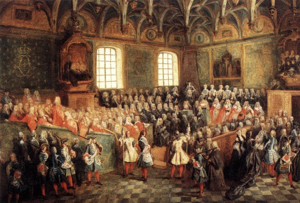 The Seat of Justice in the Parliament of Paris with Louis XV, February 22nd, 1723, by Nicolas Lancret (1690-1743)