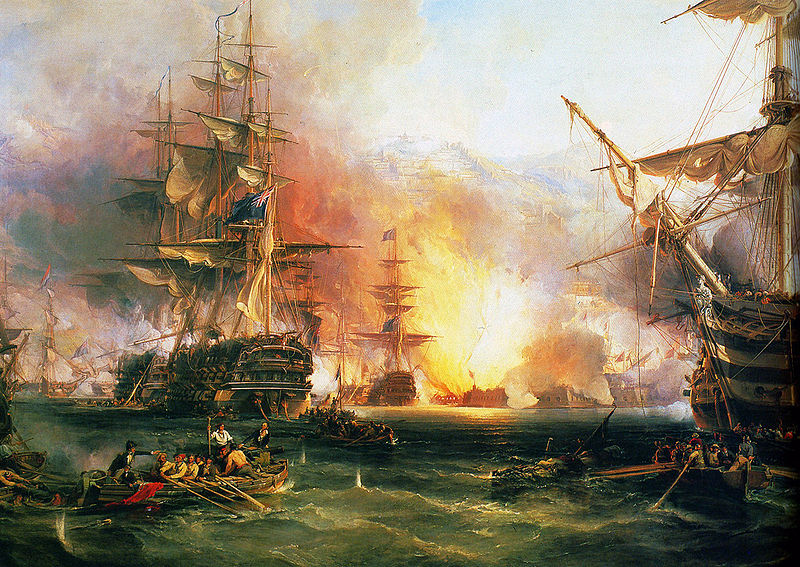 Bombardment of Algiers, August 27th, 1816, by George Chambers Senior (1803-1840),  painted in 1836 , National Maritime Museum, London, BHC0617.
