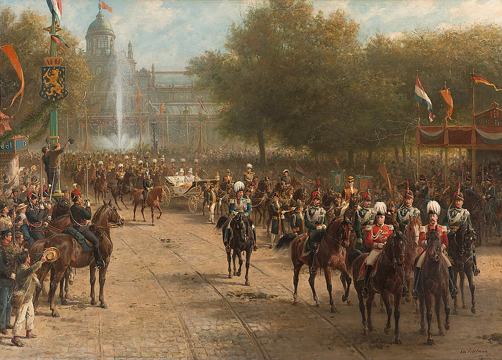 Het Frederiksplein te Amsterdam tijdens de intocht van koningin Wilhelmina, 1898 September 5th  Rijksmuseum SK-A-1849