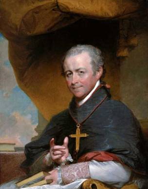 Bishop Jean-Louis Anne Magdelaine Lefebvre de Cheverus, 1823 (Gilbert Stuart) (1755-1828)    Museum of Fine Arts, Boston, MA    21.9  