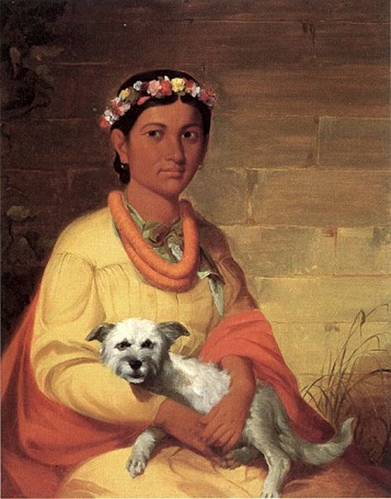 A Hawaiian Girl with dog, 1849 (John Mix Stanley) (1814-1872) Bernice P. Bishop Museum, Honolulu, HI 