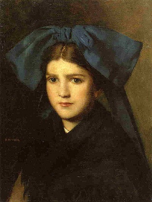A Young Girl with a Bow, ca. 1870 (Jean-Jacques Henner) (1829-1905)  Private Collection 