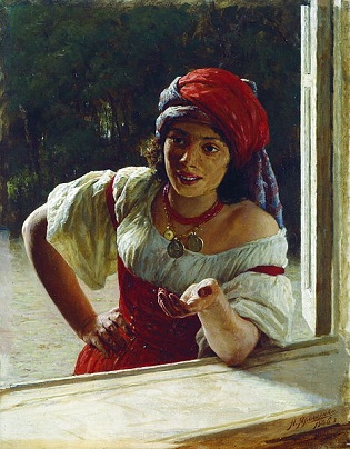 A Gypsy Woman, 1886 (Nikolai Yaroshenko) (1846-1899)   Locaton TBD 