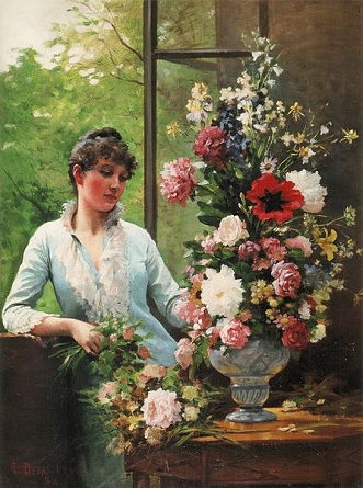 A Young Woman preparing flowers, 1886 (Édouard Debat-Ponsan) (1847-1913)  Location TBD  