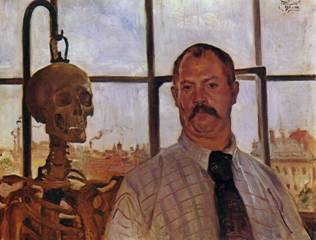 Self-Portrait with Skeleton, ca. 1896 (Lovis Corinth)   (1858-1925) Städtische Galerie im Lenbachhaus