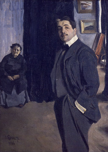 Sergei Diaghilev and his nanny, 1906 (Léon Bakst) (1866-1924)   State Russian Museum, St. Petersburg 