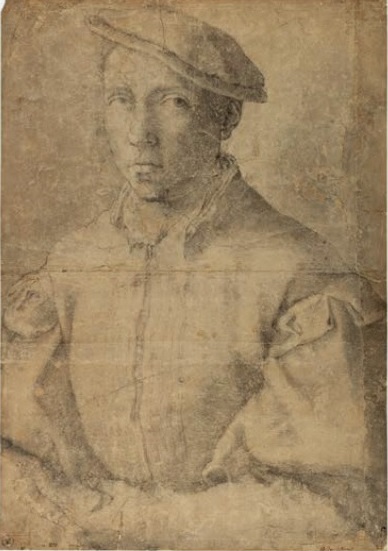 A Young Man, possibly Tomasso de Cavalieri, ca. 1533,  Black Chalk, Musee Bonnat Bayonne