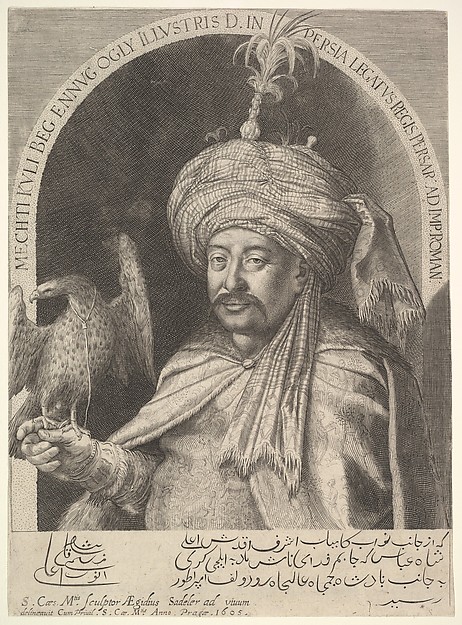 Mechti Kuli Beg, Persian Ambassador in Prague, 1605, by Aegidius Sadeler 1568-1629  THe Metropolitan Museum of Art, New York, NY, 2012.136.586