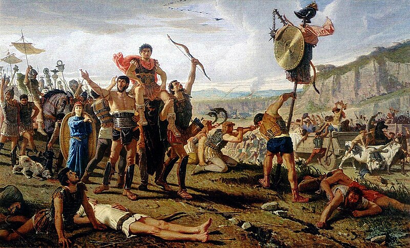 Marius "Victor" celebrating the defeat of the Cimbri in Northern Italy, 101 BCE, as imagined in 1863 by Francesco Saverio Altamura (1822-1897) Museo Civici di Foggia 
