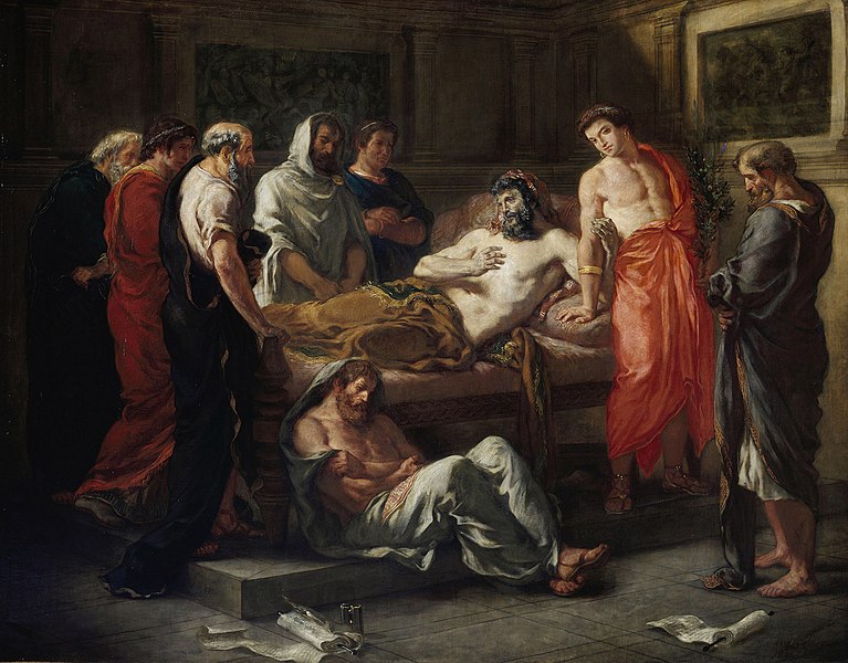 The Last Words of Marcus Aurelius, March 17, 180, painted in 1844 by Eugene Delacroix (1798-1863) Musee des Beaux Arts, Lyon, Inv. A 2928