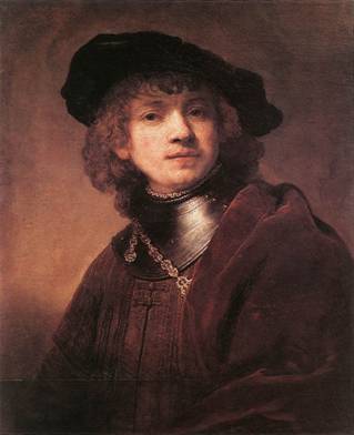 Self-Portrait as a Young Man, ca. 1634  (Rembrandt van Rijn) (1606-1669)   Galleria degli Uffizi, Firenze    


