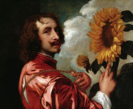 Self-Portrait with  Sunflower, ca. 1633-1634  (Anthony van Dyck) (1599-1641) Private Collection  Sothebys 
