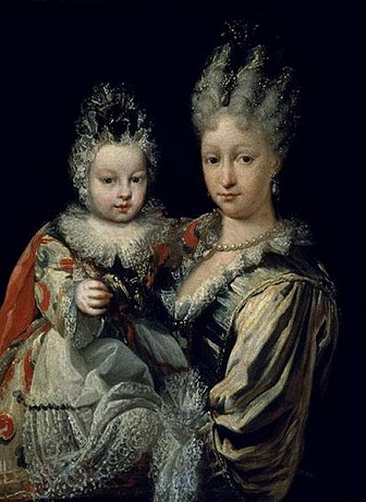 Elisabeth Farnese with Infante Carlos III, 1716 (Miguel Jacinto Melendez) (1679-1734)  Location TBD  