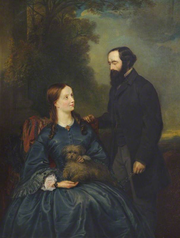 James Clerk Maxwell and spouse Katherine Mary Clerk Maxwell, née Dewar, ca. 1879, attributed to Jemima Blackburn (1823-1909) Cavendish Laboratory, University of Cambridge.