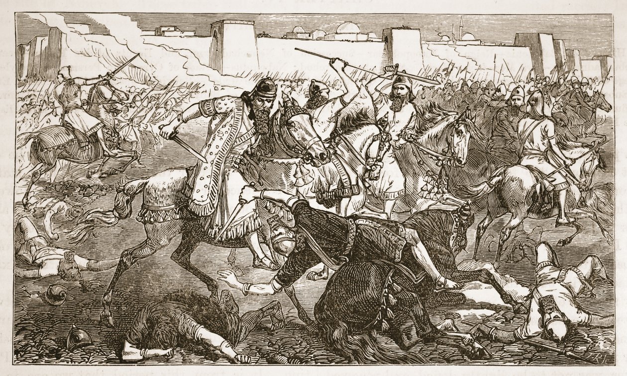Battle of Carchemish - Egypt defeated by Neo-Babylonian Empire allied with Medians and Scythians, illustration from Cassel