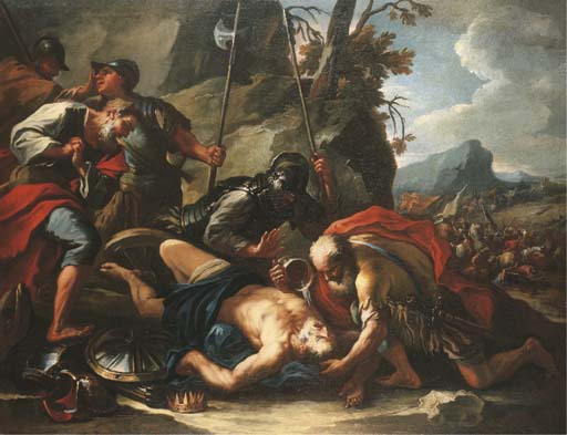 Battle of Megiddo, Egypt defeats Judah Death of Josiah, King, 609 BCE, painted by Francesco Conti (1681-1760) Christie